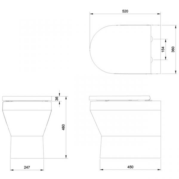 Britton Curve2 Rimless Back to Wall Toilet with Seat #2