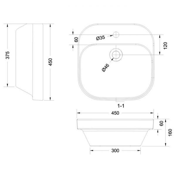Britton Curve2 White 450mm Wall Hung Basin #2