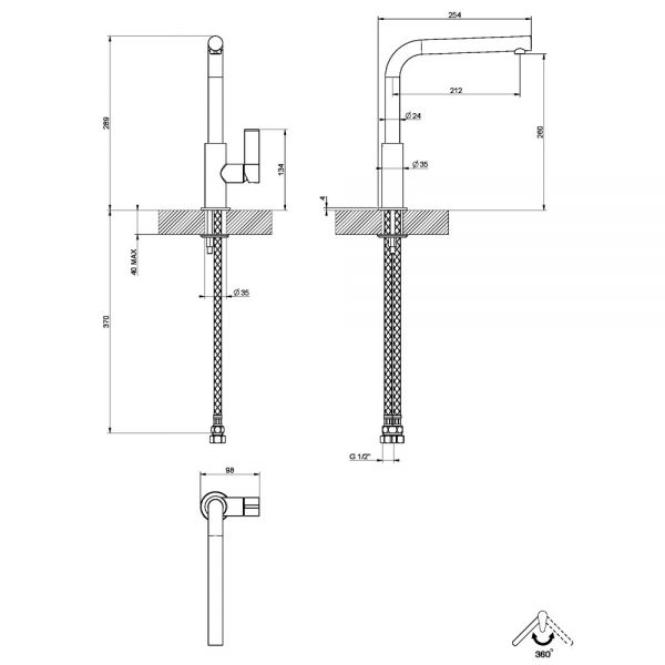 Clearwater Auriga Single Lever Brushed Nickel Monobloc Kitchen Sink Mixer Tap #3