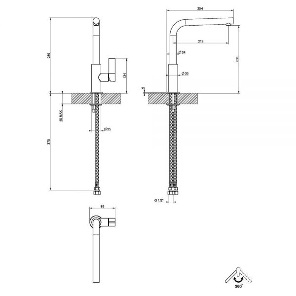 Clearwater Auriga Single Lever Chrome Monobloc Kitchen Sink Mixer Tap #2