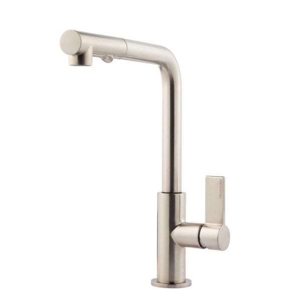 Clearwater Auriga Pull out Spout Brushed Nickel Monobloc Kitchen Sink Mixer Tap