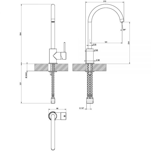 Clearwater Elara C Single Lever Grey Croma Monobloc Kitchen Sink Mixer Tap #3
