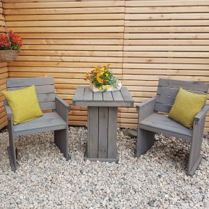 Promex Grey Bistro Patio Table and Chairs Set