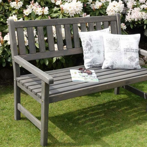 Promex Grey Johanna 2 Seater Wooden Garden Bench #2