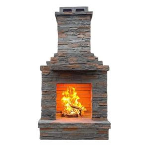 Callow Dark Stone Outdoor Wood Burning Fireplace