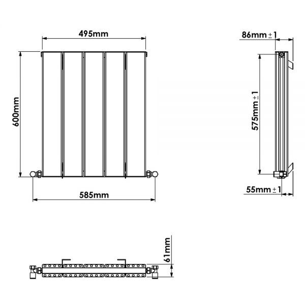 Carisa Angers Double White Aluminium Radiator 600 x 495mm #3