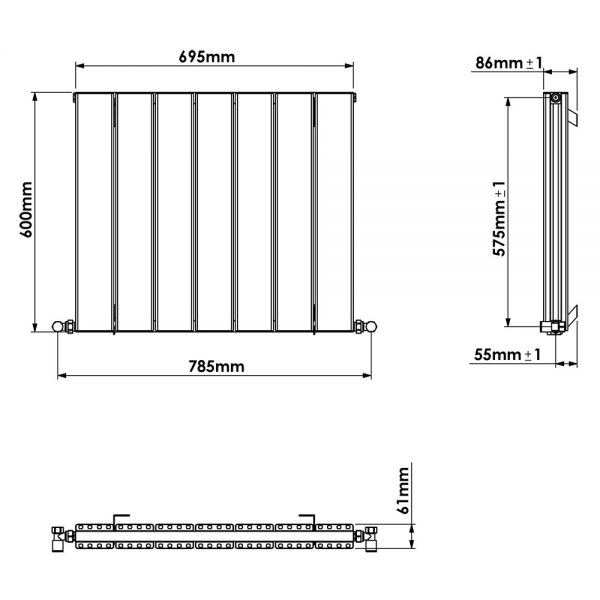 Carisa Angers Double White Aluminium Radiator 600 x 695mm #3