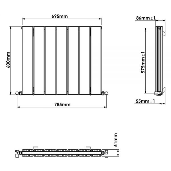 Carisa Angers Double Anthracite Aluminium Radiator 600 x 695mm #3