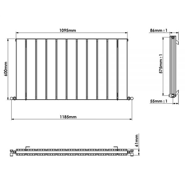 Carisa Angers Double White Aluminium Radiator 600 x 1095mm #3
