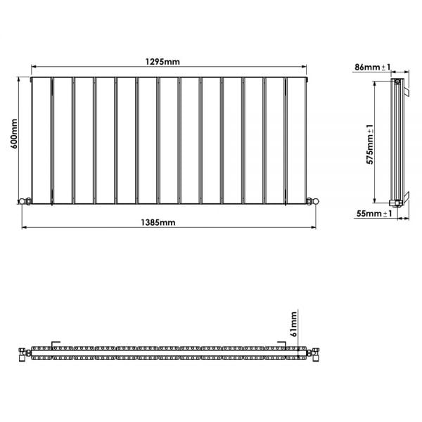 Carisa Angers Double Anthracite Aluminium Radiator 600 x 1295mm #3
