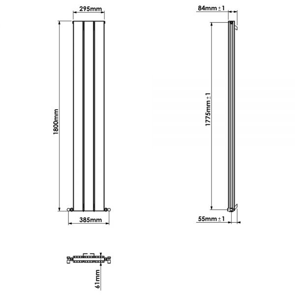 Carisa Angers Double Anthracite Aluminium Radiator 1800 x 295mm #3