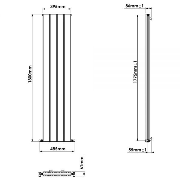 Carisa Angers Double White Aluminium Radiator 1800 x 395mm #3
