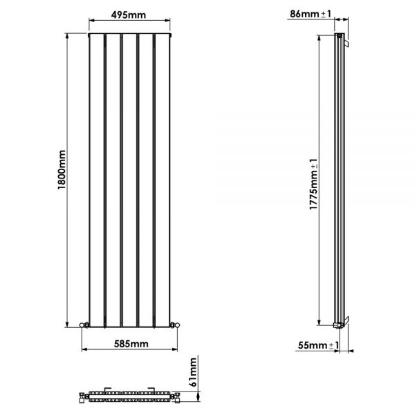 Carisa Angers Double Anthracite Aluminium Radiator 1800 x 495mm #3