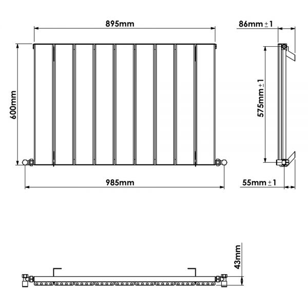 Carisa Angers Single Anthracite Aluminium Radiator 600 x 895mm #3