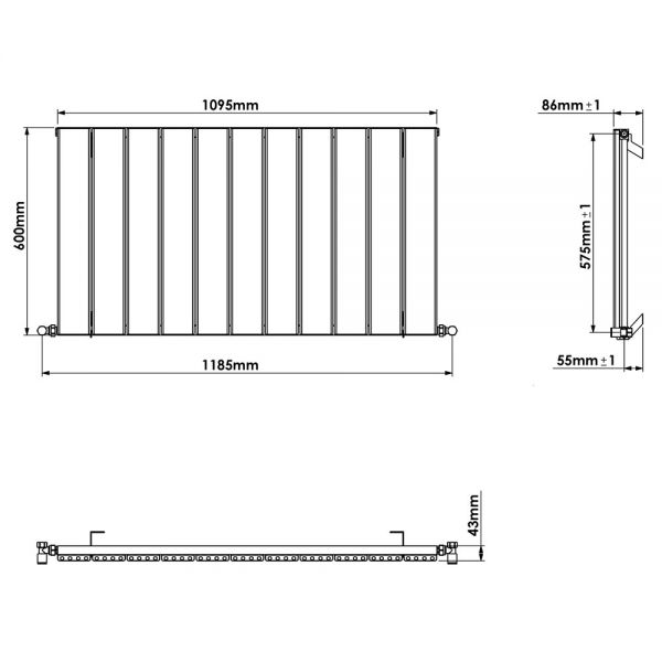 Carisa Angers Single White Aluminium Radiator 600 x 1095mm #4