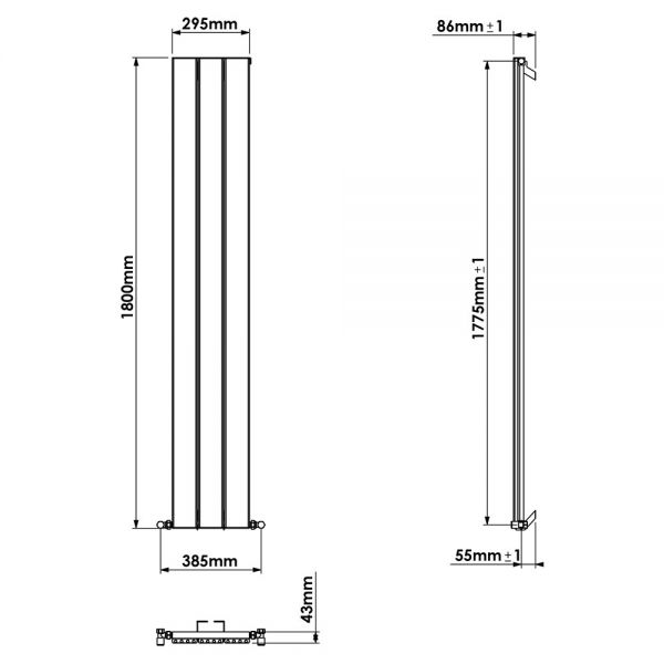 Carisa Angers Single White Aluminium Radiator 1800 x 295mm #4