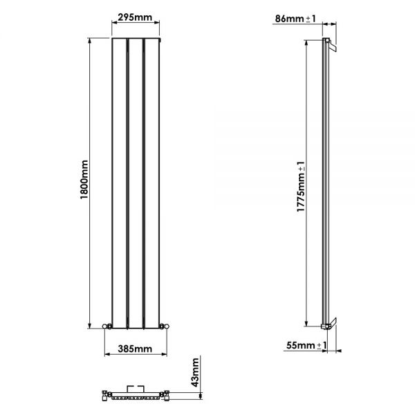 Carisa Angers Single Anthracite Aluminium Radiator 1800 x 295mm #4