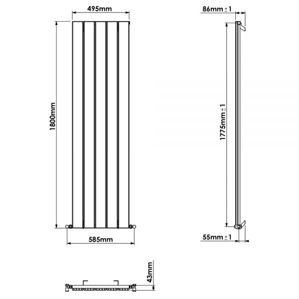 Carisa Angers Single White Aluminium Radiator 1800 x 495mm #4
