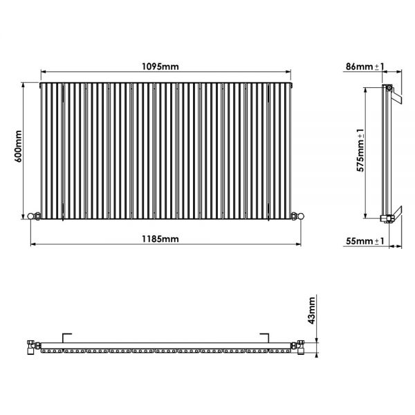 Carisa Chambord Single White Aluminium Radiator 600 x 1095mm #4