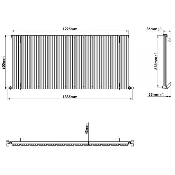 Carisa Chambord Single Anthracite Aluminium Radiator 600 x 1295mm #4