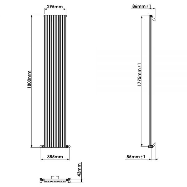 Carisa Chambord Single White Aluminium Radiator 1800 x 295mm #4