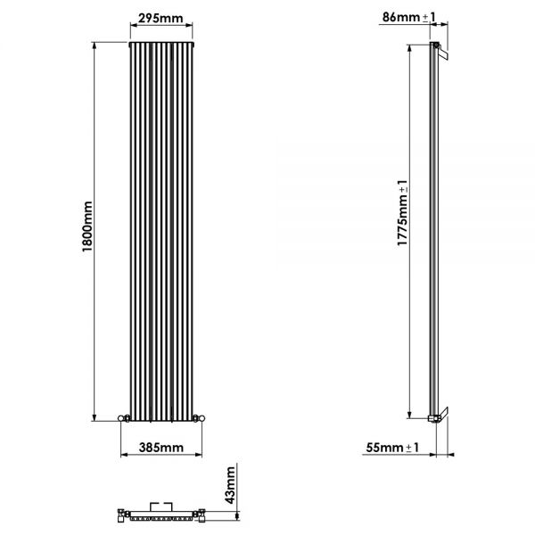 Carisa Chambord Single Anthracite Aluminium Radiator 1800 x 295mm #4