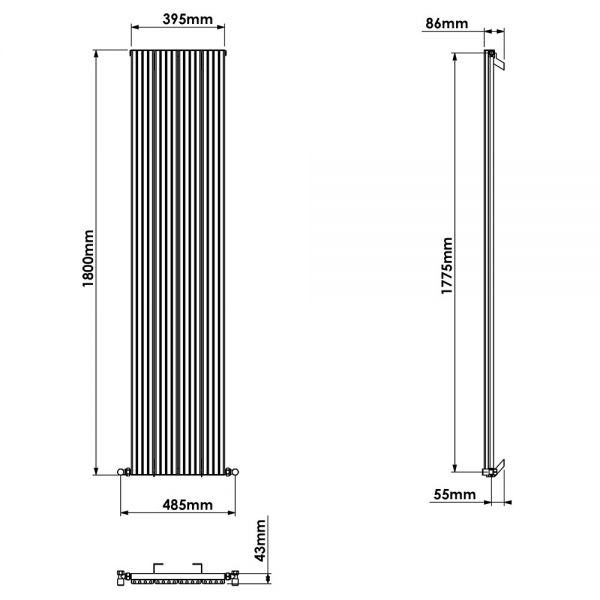 Carisa Chambord Single White Aluminium Radiator 1800 x 395mm #4