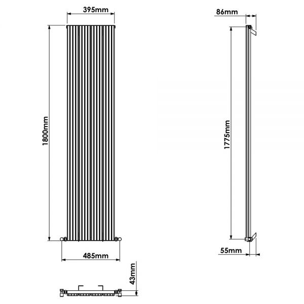 Carisa Chambord Single Anthracite Aluminium Radiator 1800 x 395mm #4