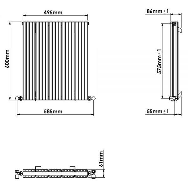 Carisa Chambord Double White Aluminium Radiator 600 x 495mm #4