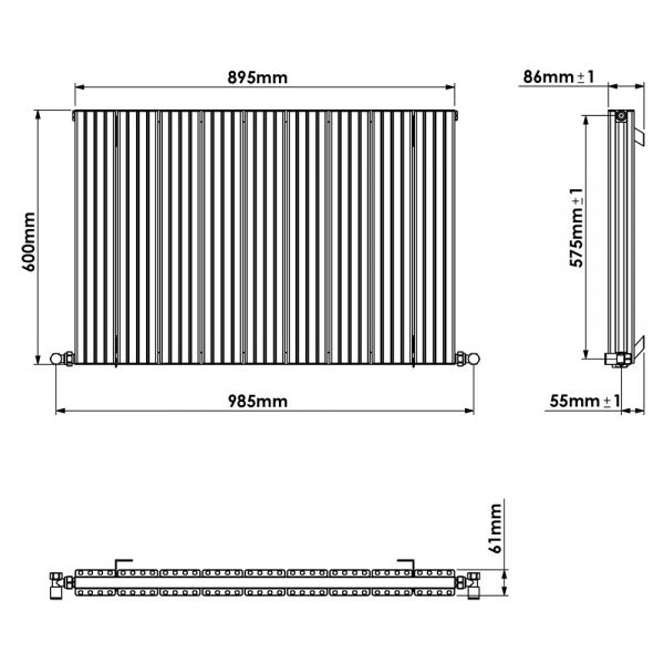Carisa Chambord Double White Aluminium Radiator 600 x 895mm #4