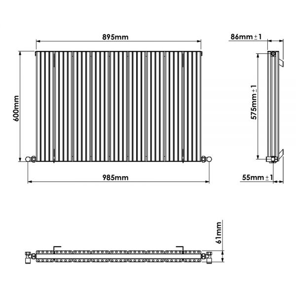 Carisa Chambord Double Anthracite Aluminium Radiator 600 x 895mm #4