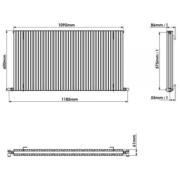 Carisa Chambord Double White Aluminium Radiator 600 x 1095mm #4
