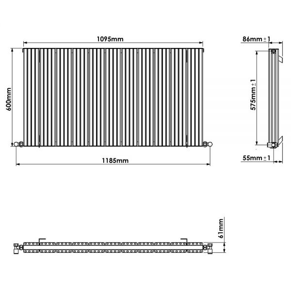 Carisa Chambord Double Anthracite Aluminium Radiator 600 x 1095mm #4