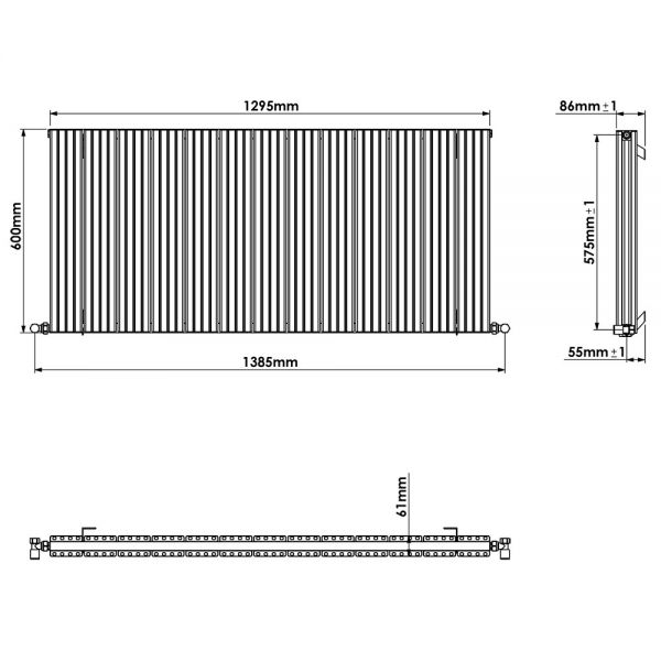 Carisa Chambord Double White Aluminium Radiator 600 x 1295mm #4