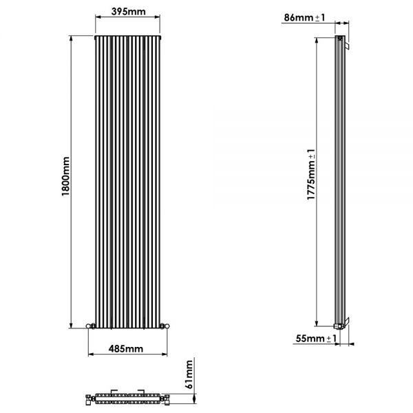 Carisa Chambord Double Anthracite Aluminium Radiator 1800 x 395mm #4