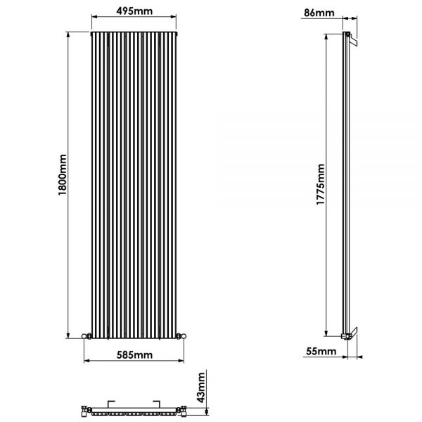 Carisa Chambord Double White Aluminium Radiator 1800 x 495mm #4