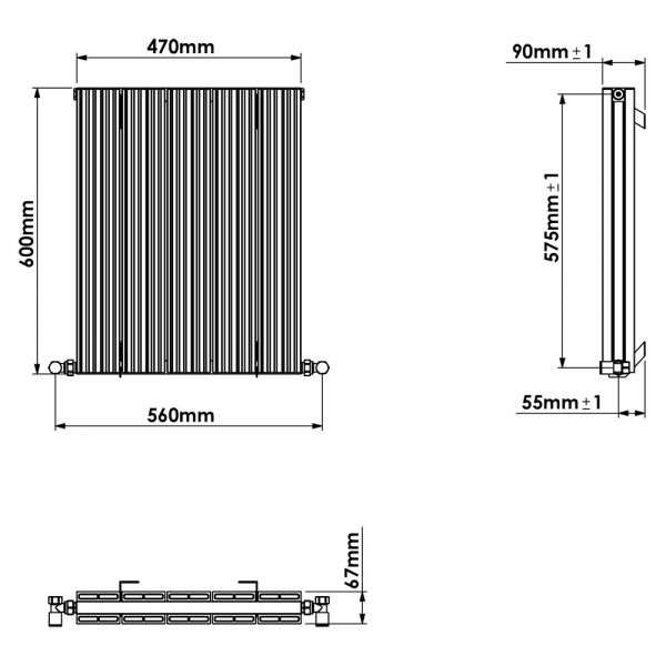 Carisa Monza Double Black Aluminium Radiator 600 x 470mm #3