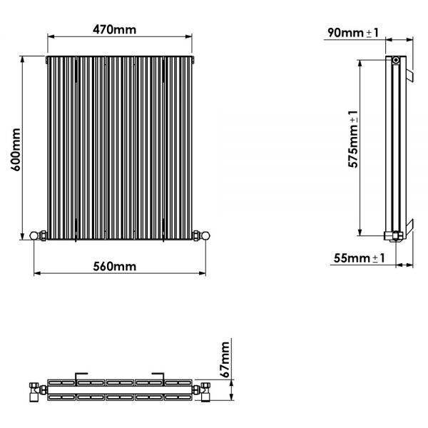 Carisa Monza Double Anthracite Aluminium Radiator 600 x 470mm #3
