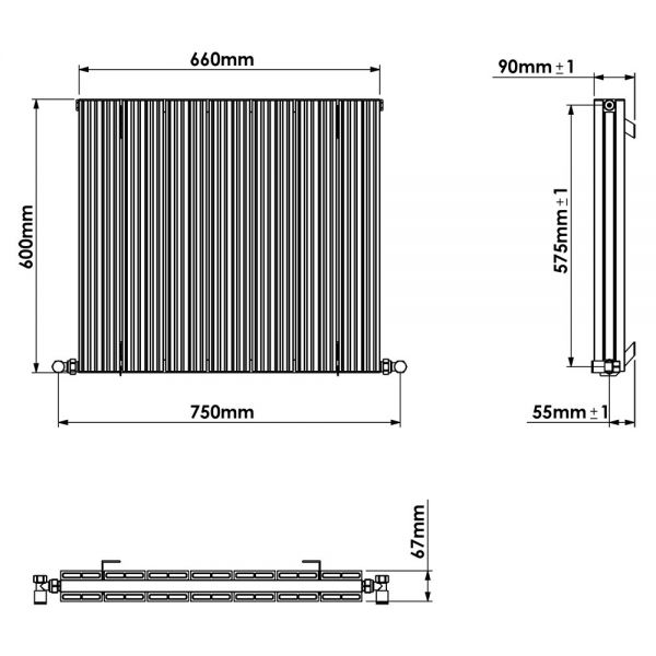 Carisa Monza Double White Aluminium Radiator 600 x 660mm #3