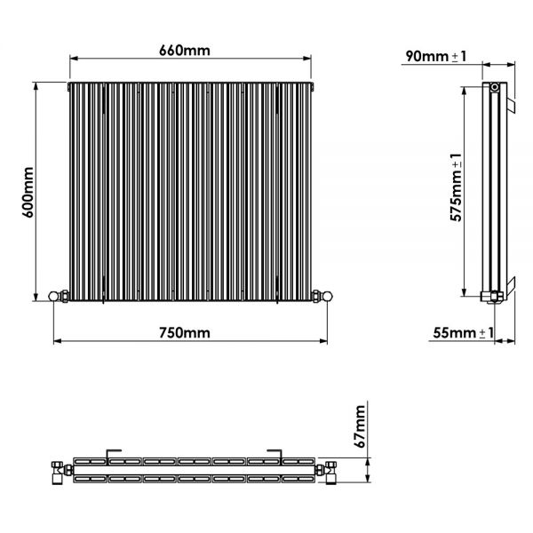 Carisa Monza Double Black Aluminium Radiator 600 x 660mm #3