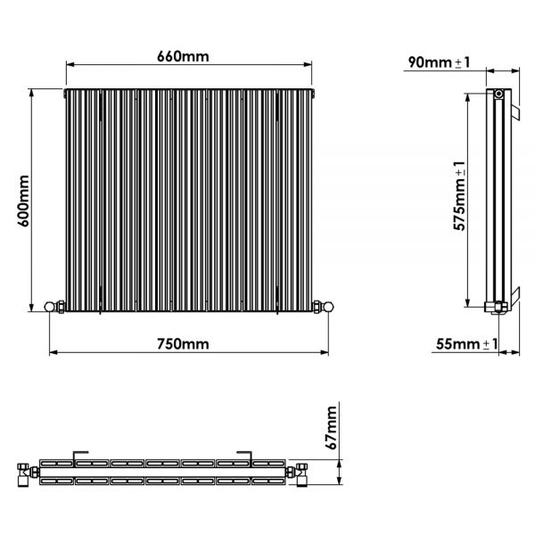 Carisa Monza Double Anthracite Aluminium Radiator 600 x 660mm #3