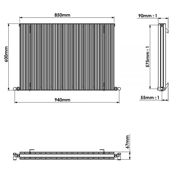 Carisa Monza Double Black Aluminium Radiator 600 x 850mm #3