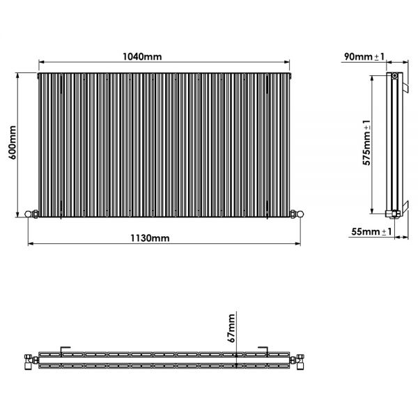 Carisa Monza Double Anthracite Aluminium Radiator 600 x 1040mm #3