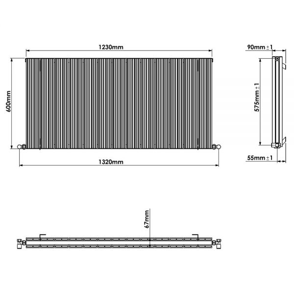 Carisa Monza Double White Aluminium Radiator 600 x 1230mm #3