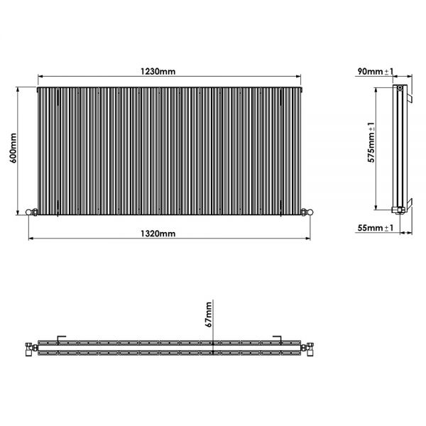 Carisa Monza Double Black Aluminium Radiator 600 x 1230mm #3