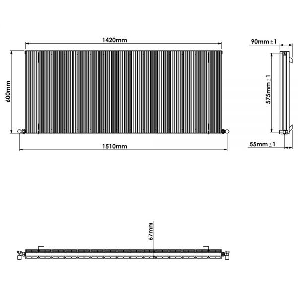 Carisa Monza Double White Aluminium Radiator 600 x 1420mm #3