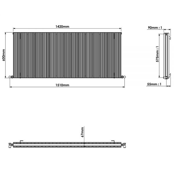 Carisa Monza Double Black Aluminium Radiator 600 x 1420mm #3