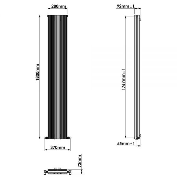 Carisa Monza Double Black Aluminium Radiator 1800 x 280mm #3