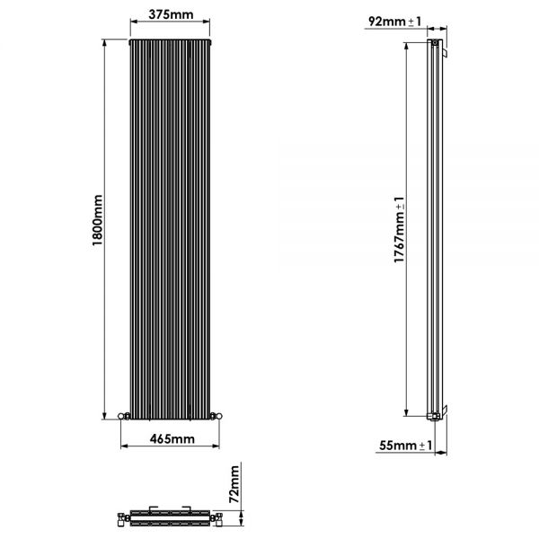 Carisa Monza Double White Aluminium Radiator 1800 x 375mm #3