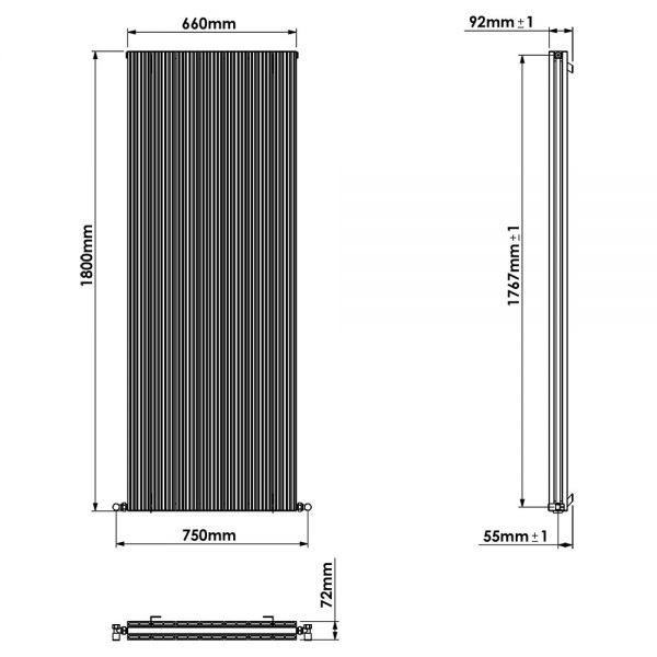 Carisa Monza Double White Aluminium Radiator 1800 x 660mm #3